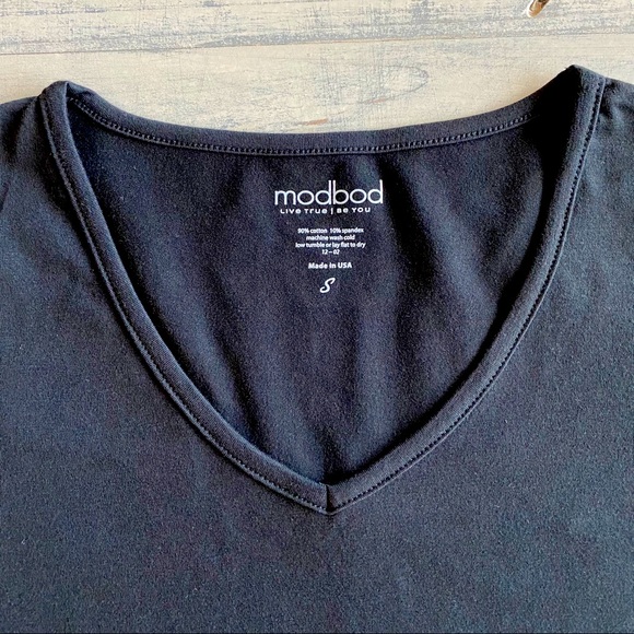 Lot of THREE- Modbod V-Tee Women’s shirts. Black, size Small, Made in USA - Picture 3 of 4